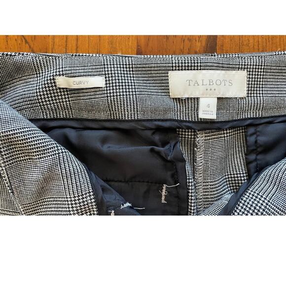 Talbots Curvy Womens Size 4 Dress Pants Gray Checker Pattern Pockets Sewn Shut - Picture 3 of 11